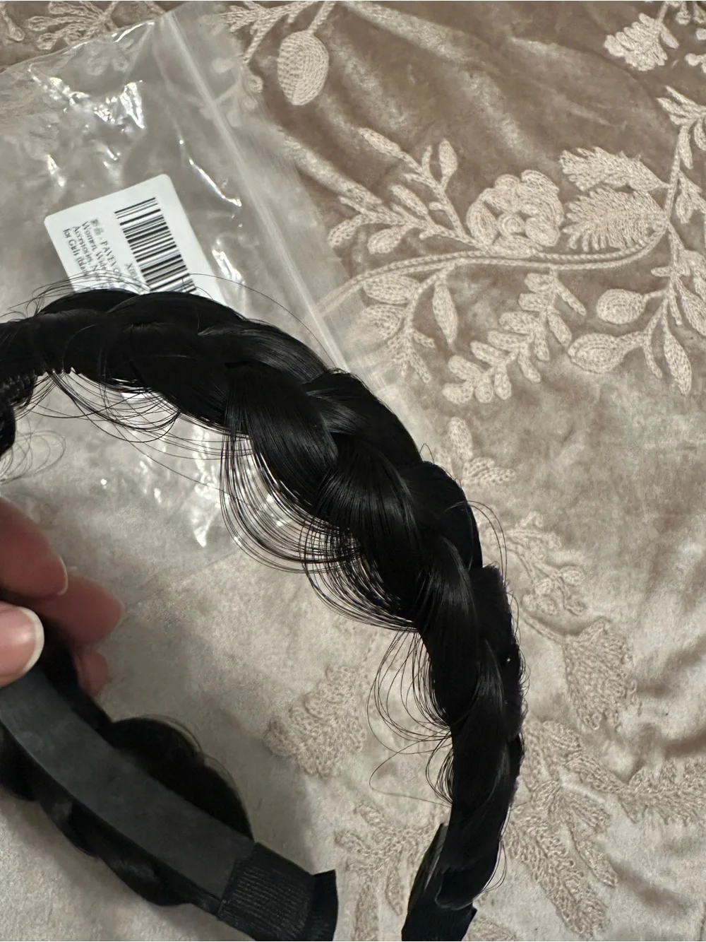 Black Braided Synthetic Hair Headband for Women